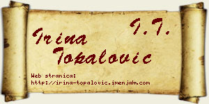 Irina Topalović vizit kartica